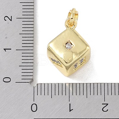 Brass Micro Pave Clear Cubic Zirconia Pendants KK-P273-07G-1