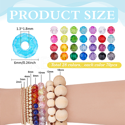 1960Pcs 28 Colors Transparent Acrylic Beads TACR-PH0001-97-1