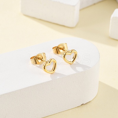 PVD Vacuum Plating 304 Stainless Steel Tiny Hollow Out Heart Stud Earrings for Women EJEW-P212-06G-1