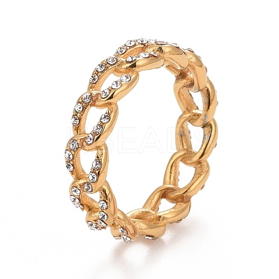 Clear Cubic Zirconia Curb Chain Shape Finger Ring RJEW-C025-37B-G-1
