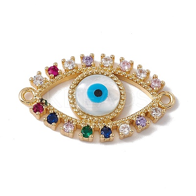Rack Plating Brass Micro Pave Colorful Cubic Zirconia Connector Charms KK-G439-65G-1