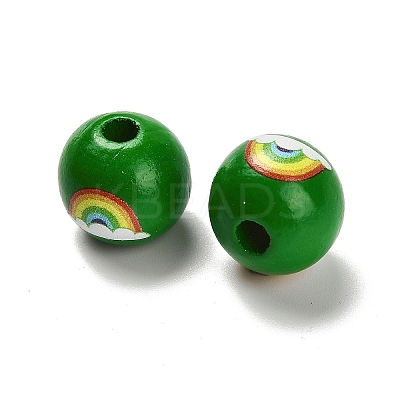 St. Patrick's Day Series Printed Schima Wood European Beads WOOD-V002-01I-1