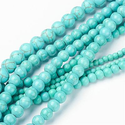 Mixed Size Synthetic Turquoise Round Bead Strands TURQ-X0002-1
