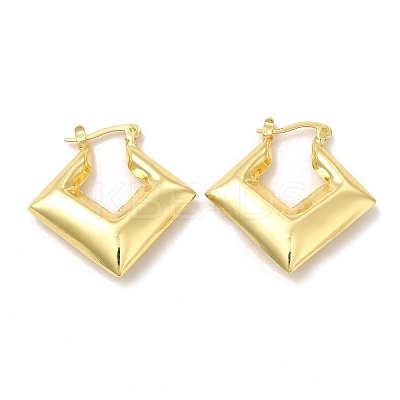 Rack Plating Brass Rhombus Hoop Earrings for Women EJEW-G342-01G-1