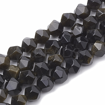 Natural Golden Sheen Obsidian Beads Strands G-S332-10mm-012-1
