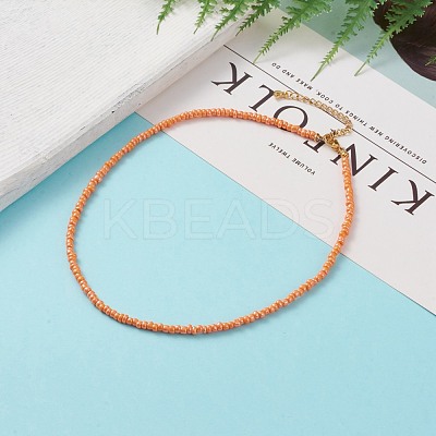 Round Glass Seed Beaded Necklaces NJEW-JN03207-1