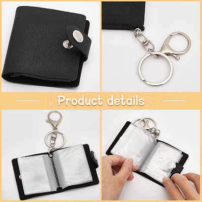 4 Sest 2 Colors 2 Inch Leather Cover Mini Photocard Holder Book AJEW-CA0003-95-1