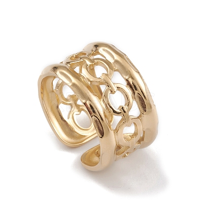 Ion Plating(IP) 304 Stainless Steel Cuff Rings RJEW-G285-38G-1