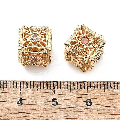Brass Micro Pave Cubic Zirconia Beads KK-G523-12G-1