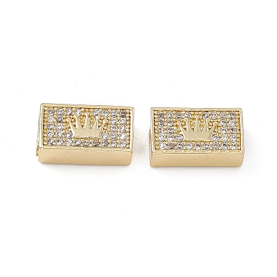 Brass Micro Pave Clear Cubic Zirconia Beads KK-E068-VB462-1