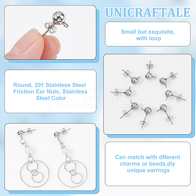 304 Stainless Steel Stud Earring Findings STAS-UN0060-01B-1