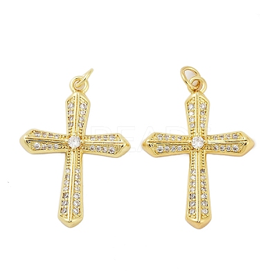 Brass Micro Pave Clear Cubic Zirconia Pendants KK-L235-01A-G-1