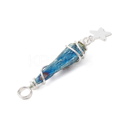3Pcs 3 Styles Electroplated Natural Quartz Crystal Nuggets Copper Wire Wrapped Pendants PALLOY-JF03128-05-1