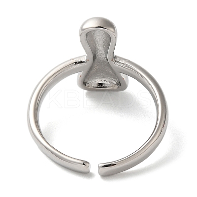 Initials Brass Open Cuff Ring for Women RJEW-N046-02I-P-1