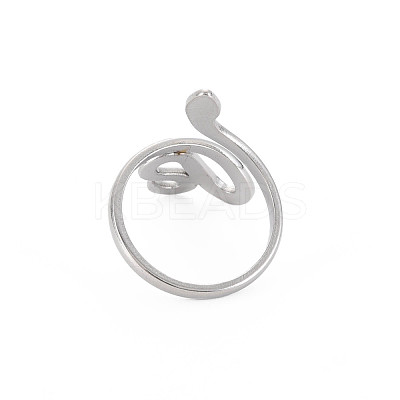 Non-Tarnish 304 Stainless Steel Snake Wide Open Cuff Ring for Women RJEW-S405-226P-1