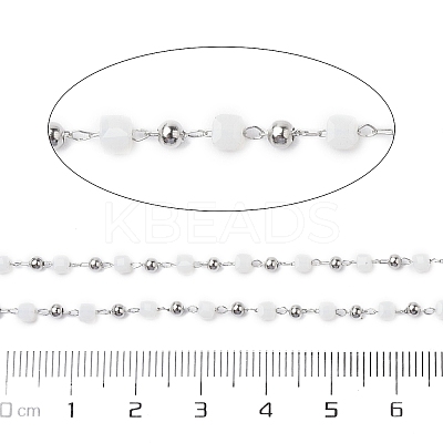 Cube Glass & 201 Stainless Steel Beaded Chains CHS-A015-05P-1