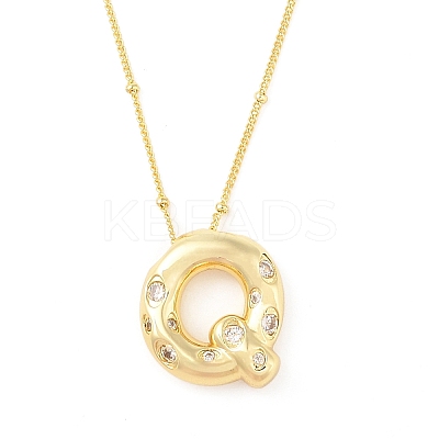 Brass Micro Pave Clear Cubic Zirconia Pendant Necklaces NJEW-Z038-01G-Q-1