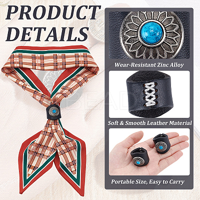 Flower Imitation Leather Scarf Clips AJEW-WH20001-16A-02-1