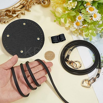 Imitation Leather Bag Bottoms & Purse Strap & Drawstring for Bucket Bag Set AJEW-CL0001-73B-1