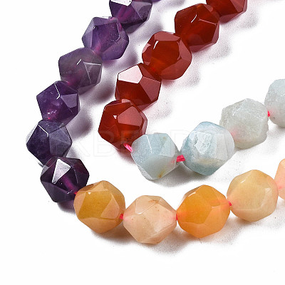 Chakra Theme Natural Tiger Eye & Rose Quartz & Amethyst & Topaz Jade & Red Agate & Amazonite & Sodalite Beads Strands X1-G-S376-002B-1