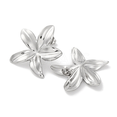 304 Stainless Steel Flower Stud Earrings EJEW-D281-11S-1
