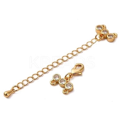 Brass Micro Pave Clear Cubic Zirconia Chain Extender KK-A214-35G-1