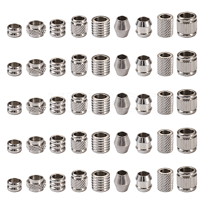 90Pcs 9 Styles 201 Stainless Steel European Beads STAS-TA0001-99-1