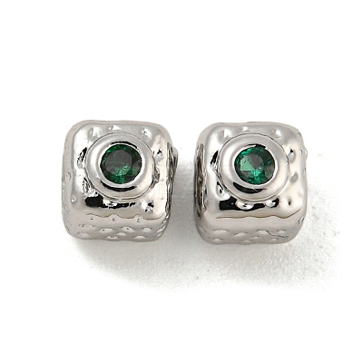 Brass Micro Pave Cubic Zirconia Beads KK-G490-18P-01-1