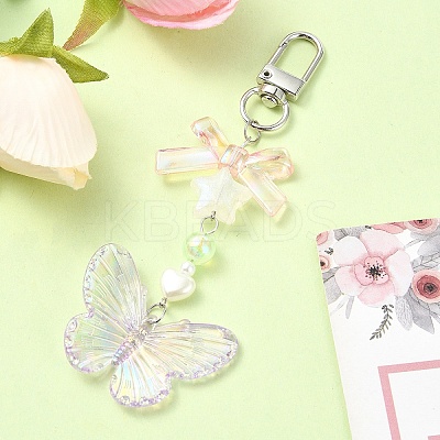 Butterfly Bowknot Acrylic Pendant Decoration HJEW-YW00034-03-1