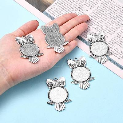 Tibetan Style Alloy Pendant Rhinestone Cabochon Settings TIBEP-4494-AS-FF-1