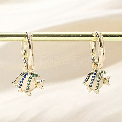 Brass Clear Cubic Zirconia Hoop Earrings EJEW-Q014-26G-1