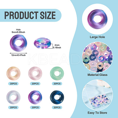 120Pcs 6 Colors Transparent Glass European Beads GLAA-TA0004-07-1