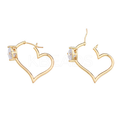Cubic Zirconia Heart Hoop Earrings EJEW-N011-76-1