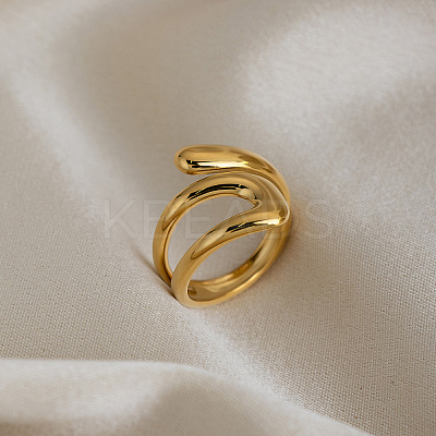 Irregular 304 Stainless Steel Cuff Open Rings for Women TO5152-1