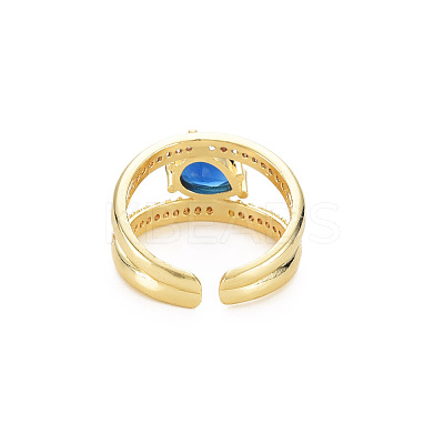 Brass Micro Pave Cubic Zirconia Cuff Rings RJEW-S045-153-1
