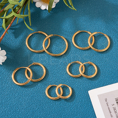10Pcs 5 Size 316L Surgical Stainless Steel Huggie Hoop Earrings for Girl Women EJEW-TA0001-10-1