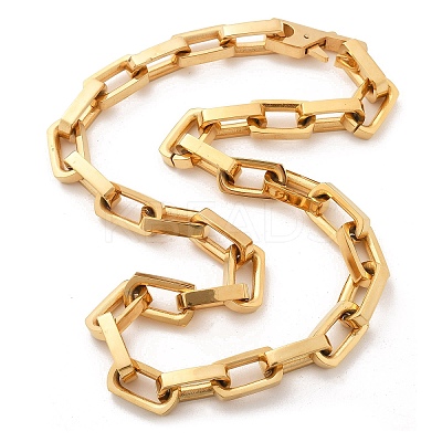 304 Stainless Steel Paperclip Chain Necklaces for Women Men NJEW-A033-02G-1