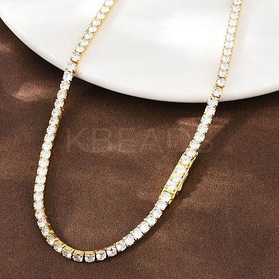 925 Sterling Silver Pave Crystal Cubic Zirconia Tennis Necklaces for Women NJEW-C096-01B-G02-1