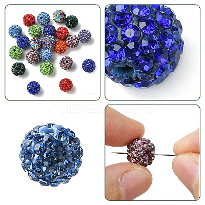 30Pcs Pave Disco Ball Beads RB-YW0001-14K-1