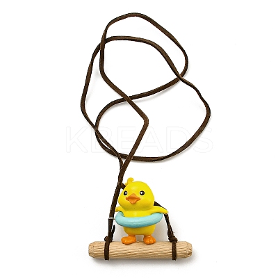 Cute Plastic Swinging Swimming Ring Duck Pendant Decorations HJEW-A009-01D-1