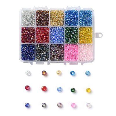 375G 15 Colors Glass Seed Beads SEED-JP0004-05-4mm-1