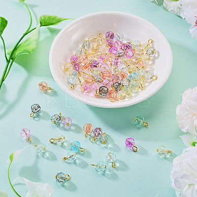 80Pcs 8 Styles Crackle Transparent Glass Charms PALLOY-TAC0292-1