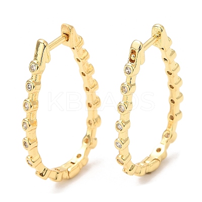 Rack Plating Brass Teardrop Hoop Earrings with Cubic Zirconia EJEW-A103-09G-1