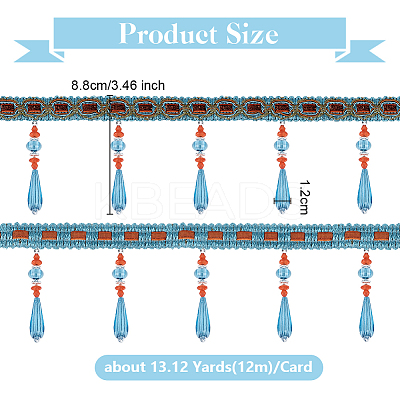 12M Polyester Fringe Lace Trims SRIB-WH0026-26B-1