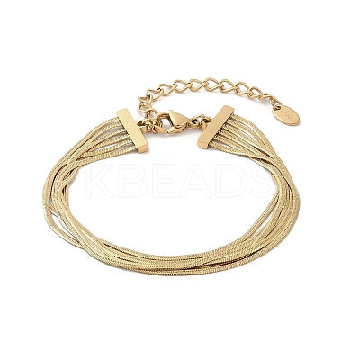 304 Stainless Steel Snake Chain Multi-Strand Bracelets For Women BJEW-Z095-01B-G-1