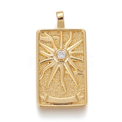 Brass Micro Pave Clear Cubic Zirconia Pendants ZIRC-Z004-01E-1