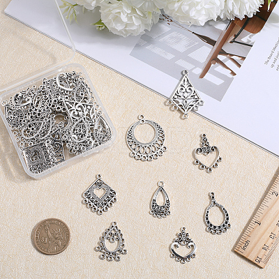 48Pcs 8 Style Tibetan Style Alloy Chandelier Component Links TIBE-SC0009-26-1