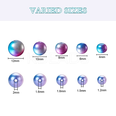 497Pcs 5 Style Rainbow ABS Plastic Imitation Pearl Beads OACR-YW0001-07C-1
