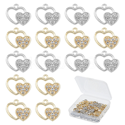 40Pcs 2 Colors Alloy Rhinestone Pendants FIND-FH0010-64-1