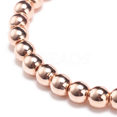 Synthetic Hematite Round Beaded Stretch Bracelet BJEW-JB08582-03-1